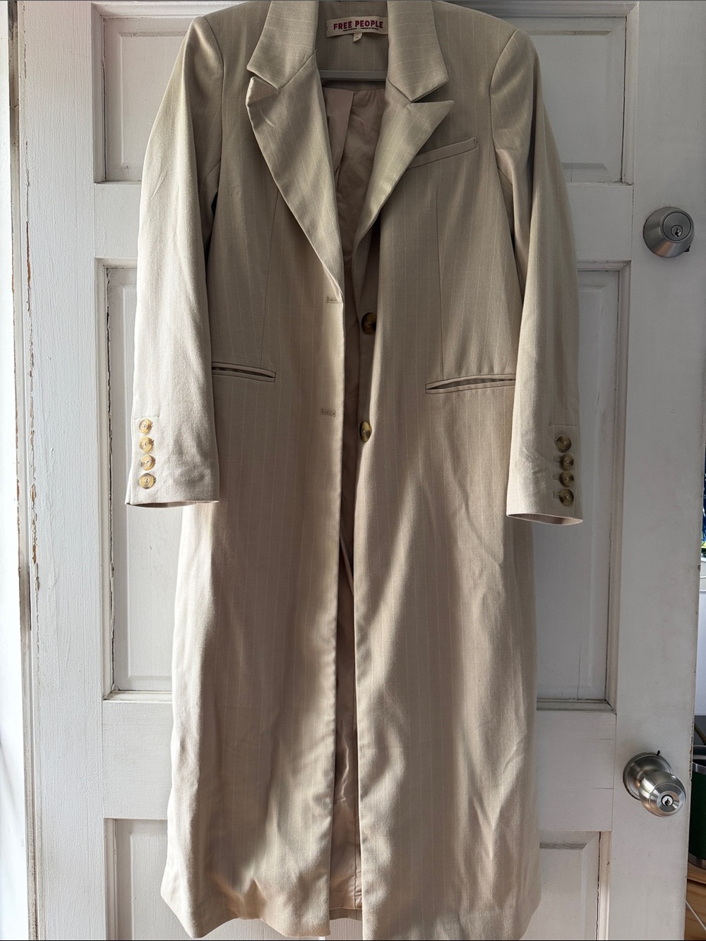 Free People Cream Longline Trench Coat